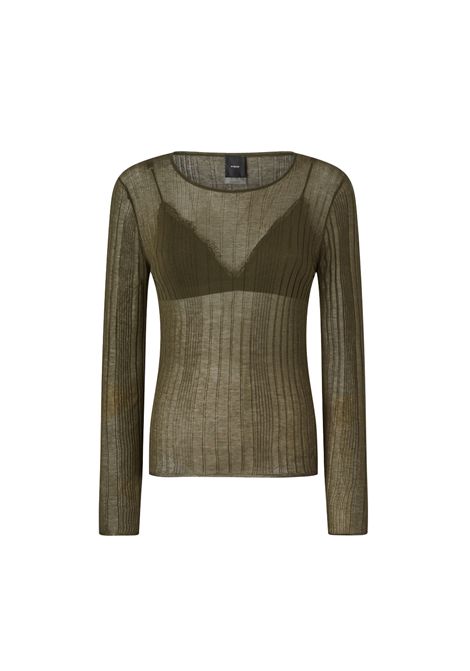 Maglia Pinko donna 102977 A1ND verde Alchemilla semitrasparente a costine PINKO | Maglie | 102977 A1NDX18